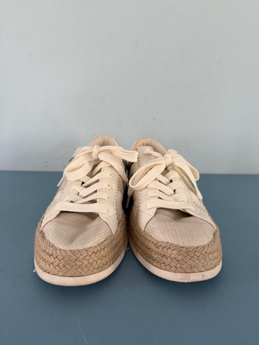 Dolce Vita Azalia Oxford White Daisy Floral Raffia Espadrille Platform Sneakers - Picture 3 of 9